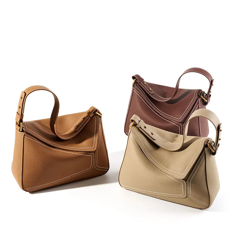 Stylish Cowhide Handbag, Geometric Design Flap Crossbody Bag with Premium Texture
Stylish Cowhide Handbag, Geometric Design Flap Crossbody Bag with Premium Texture