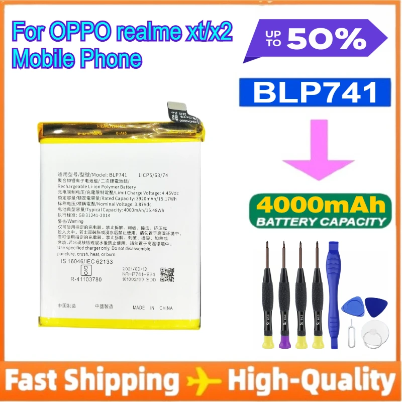 BLP741 High-Quality Battery for OPPO Realme X2 XT RMX1992 RMX1993 RMX1991 RMX1921 Mobile Phone Bateria
BLP741 High-Quality Battery for OPPO Realme X2 XT RMX1992 RMX1993 RMX1991 RMX1921 Mobile Phone Bateria