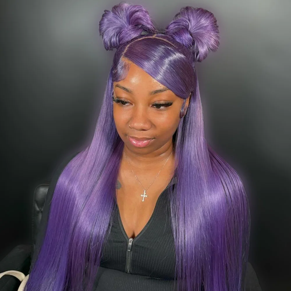 Bone Straight Purple Colored Human Hair Wigs 13x4 Transparent Lace Front Wig For Women 100% Human Hair Pre Plucked Lace Wigs
Bone Straight Purple Colored Human Hair Wigs 13x4 Transparent Lace Front Wig For Women 100% Human Hair Pre Plucked Lace Wigs