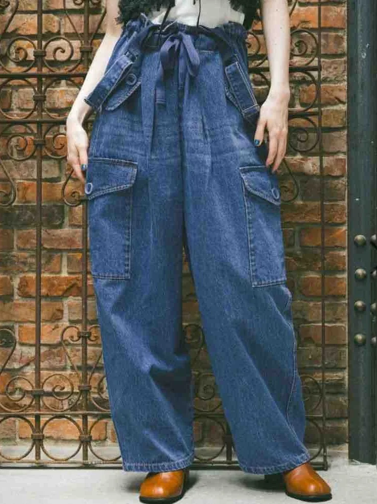 Spring 2026 Loose Fit Retro Washed Pocket Denim Overalls Women's Cotton Work Trousers with Belt Natural Waist Drawstring
Spring 2026 Loose Fit Retro Washed Pocket Denim Overalls Women's Cotton Work Trousers with Belt Natural Waist Drawstring