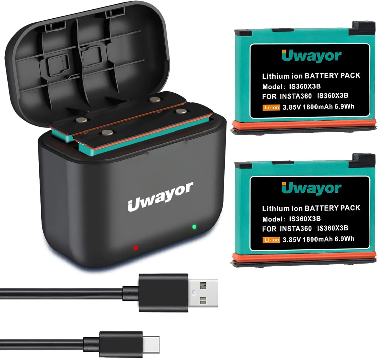 UWayor Replacement Battery for Insta360 X3 Insta360 ONE X3 Camera, 1800mAh Battery and Fast Charger Set 
UWayor Replacement Battery for Insta360 X3 Insta360 ONE X3 Camera, 1800mAh Battery and Fast Charger Set