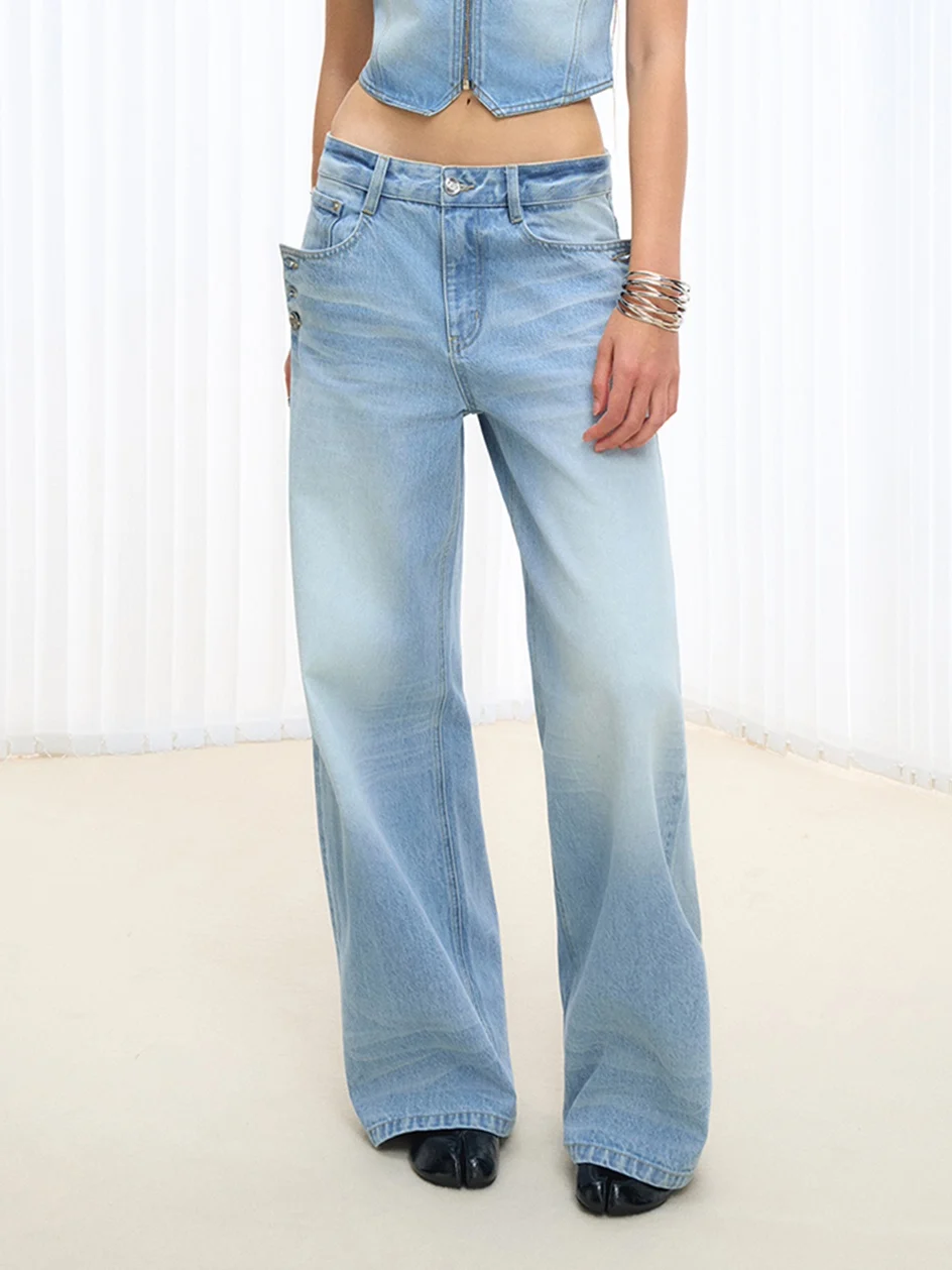 Original IFIKNOW Light Blue Washed Straight Leg Wide Leg Jeans 6 Button Design Cotton Natural Waist Spring Fashion Ladies
Original IFIKNOW Light Blue Washed Straight Leg Wide Leg Jeans 6 Button Design Cotton Natural Waist Spring Fashion Ladies