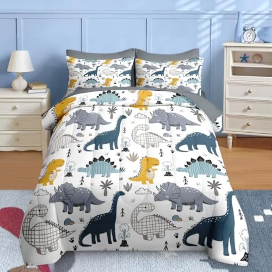 5 Pcs Comforter Set Size Cute Dinosaur Bedding for Teen Blue Yellow Gray Dino Bedding Set with Pillowcase and Sham for Bedroom
5 Pcs Comforter Set Size Cute Dinosaur Bedding for Teen Blue Yellow Gray Dino Bedding Set with Pillowcase and Sham for Bedroom