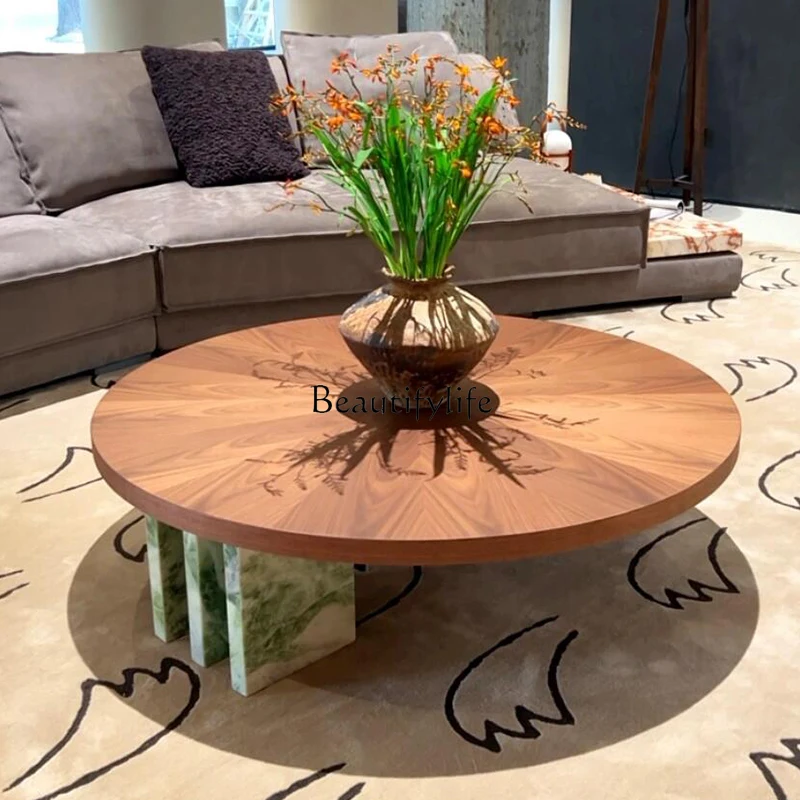 Medieval solid wood coffee table round marble modern simple living room sofa side table
Medieval solid wood coffee table round marble modern simple living room sofa side table