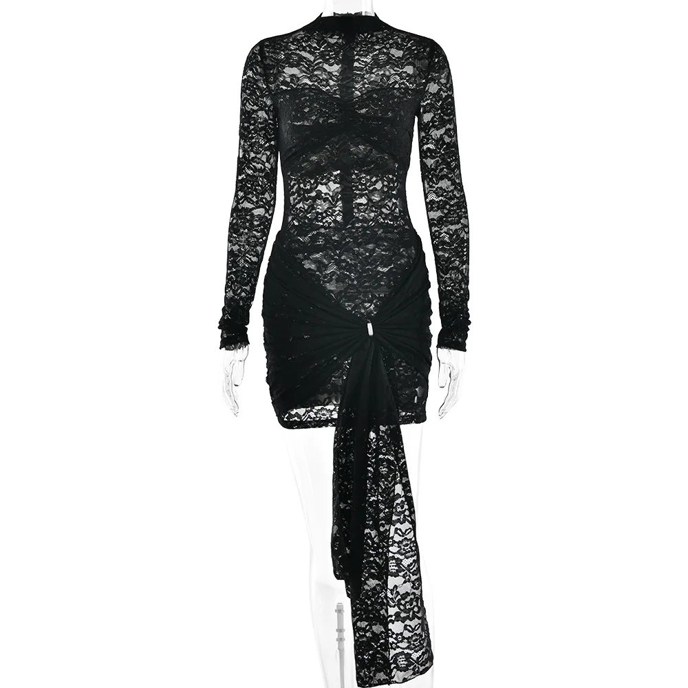 2025 New Arrival Women's Sexy Spicy Girl Lace Sheer Long Sleeve Ruched Bodycon Dress - Slim Fit Hip-Hugging Party Dress
2025 New Arrival Women's Sexy Spicy Girl Lace Sheer Long Sleeve Ruched Bodycon Dress - Slim Fit Hip-Hugging Party Dress