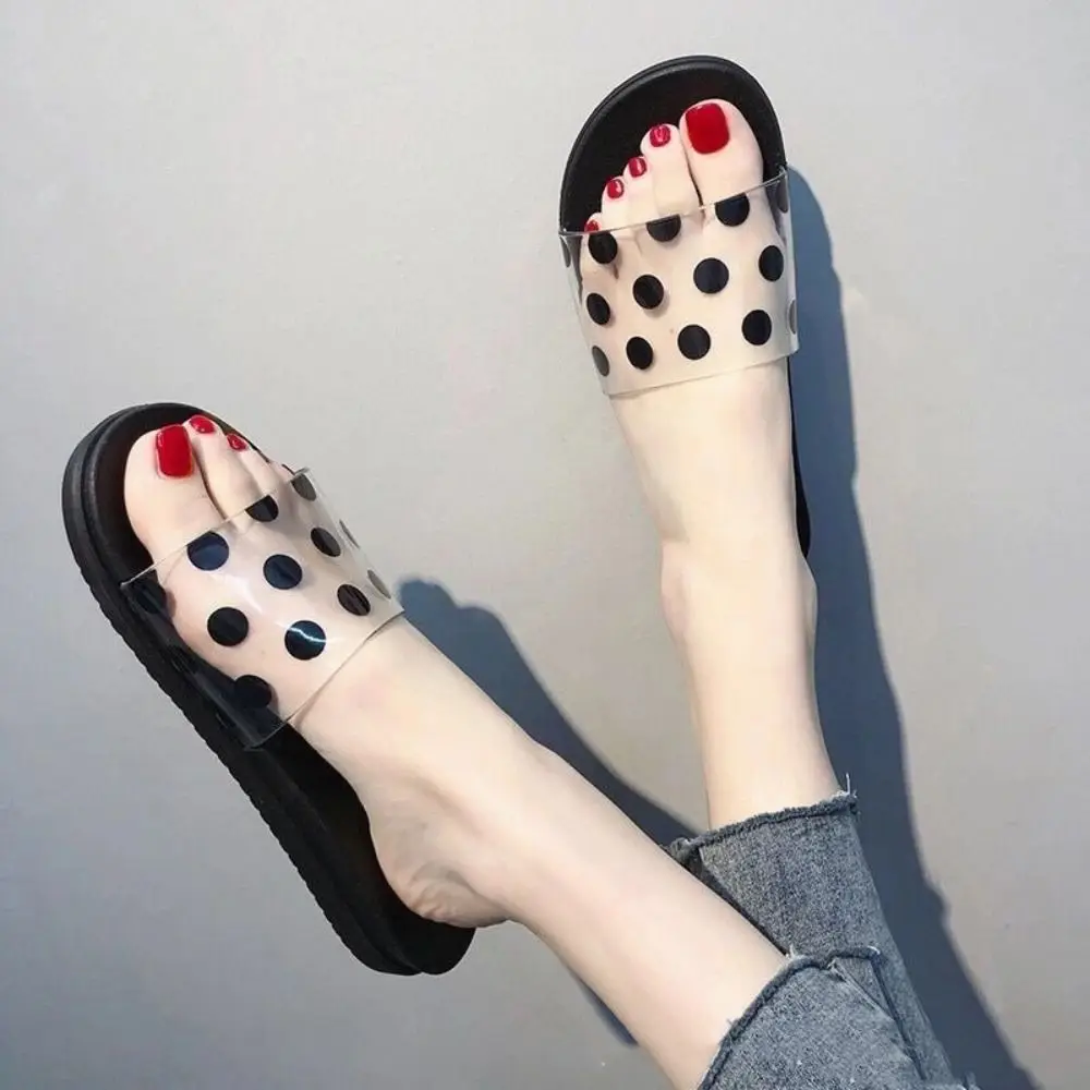 Fashion Soft Sole Dot Flats Slippers PVC Anti Slip Flat Bottom Slippers Beachwear Shoes Slippers for Women Home
Fashion Soft Sole Dot Flats Slippers PVC Anti Slip Flat Bottom Slippers Beachwear Shoes Slippers for Women Home