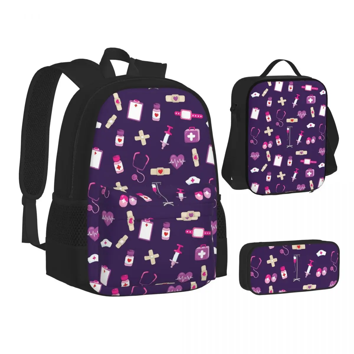 Hospital Medical Pattern For Nursing Nurse Backpacks Bookbag School Bags Children Rucksack Lunch Bag Pen Bag Three-Piece Set
Hospital Medical Pattern For Nursing Nurse Backpacks Bookbag School Bags Children Rucksack Lunch Bag Pen Bag Three-Piece Set