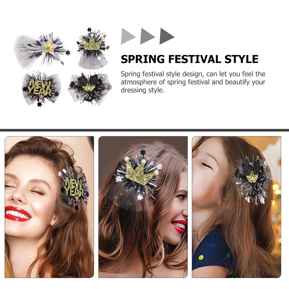 4 Pcs New Year's Headdress Props Hair Clips Chinese Makeup Costume Glitter Cloth Decoration Style
4 Pcs New Year's Headdress Props Hair Clips Chinese Makeup Costume Glitter Cloth Decoration Style