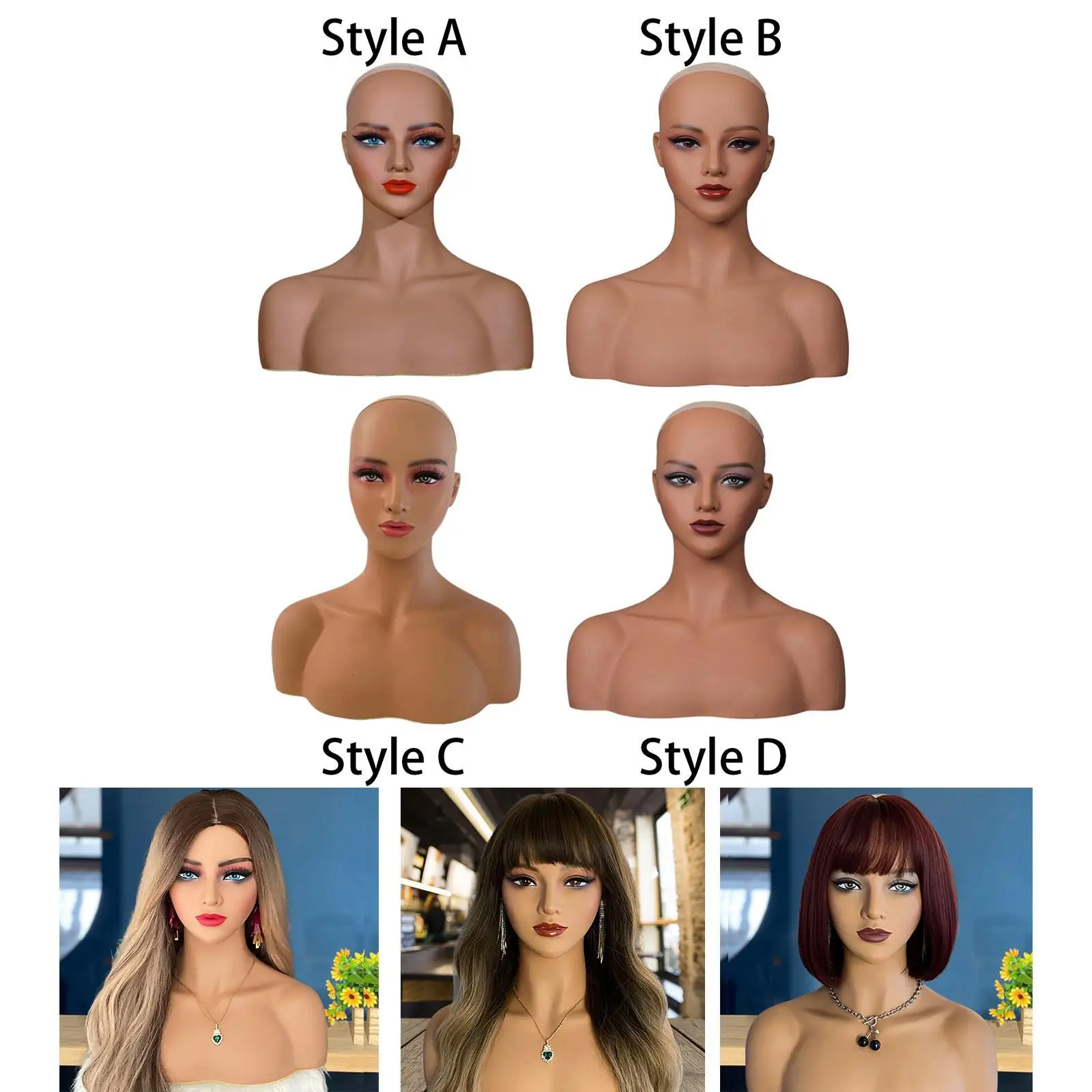Realistic Mannequin Head Double Shoulder Multifunctional Wig Holder Female Mannequin Head for Hats Necklace Earrings Wig Jewelry
Realistic Mannequin Head Double Shoulder Multifunctional Wig Holder Female Mannequin Head for Hats Necklace Earrings Wig Jewelry