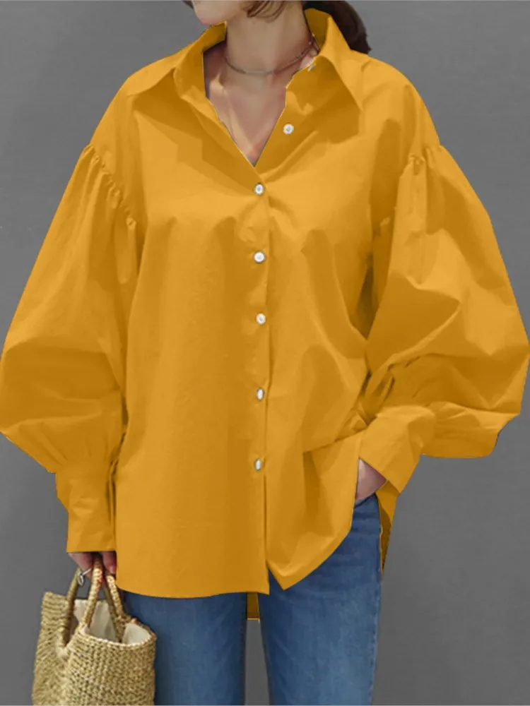 Woman Casual Vintage Solid Color Lapel Shirt Tops Office Lady Button Lantern Sleeve Blouses Spring Summer Chic Tops Outfit 2025
Woman Casual Vintage Solid Color Lapel Shirt Tops Office Lady Button Lantern Sleeve Blouses Spring Summer Chic Tops Outfit 2025