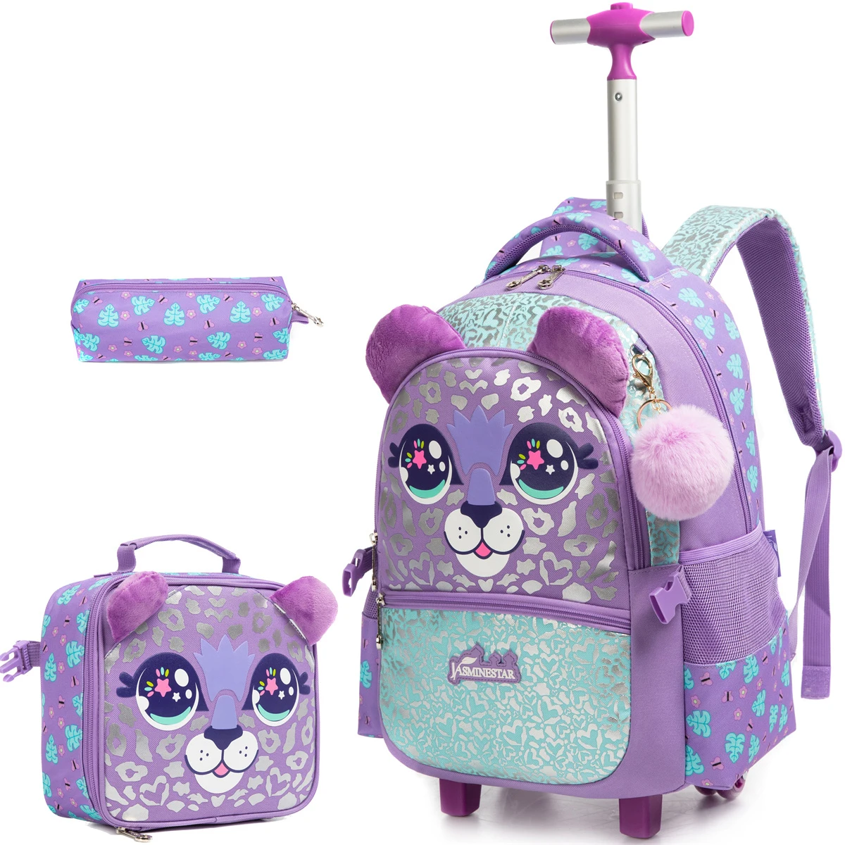 Girls Rolling Backpack with Lunch Box School Backpacks with Wheels 16.5" Roller Backpack for Girls, 3pcs Kids Wheeled Bookbag
Girls Rolling Backpack with Lunch Box School Backpacks with Wheels 16.5" Roller Backpack for Girls, 3pcs Kids Wheeled Bookbag