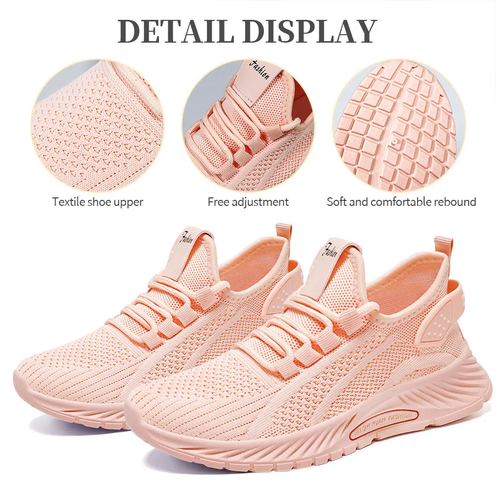 Women's Fashionable Pink Knit Sneakers, Breathable Textile Upper with Adjustable Lacing System walking sports daily wear shoes
Women's Fashionable Pink Knit Sneakers, Breathable Textile Upper with Adjustable Lacing System walking sports daily wear shoes