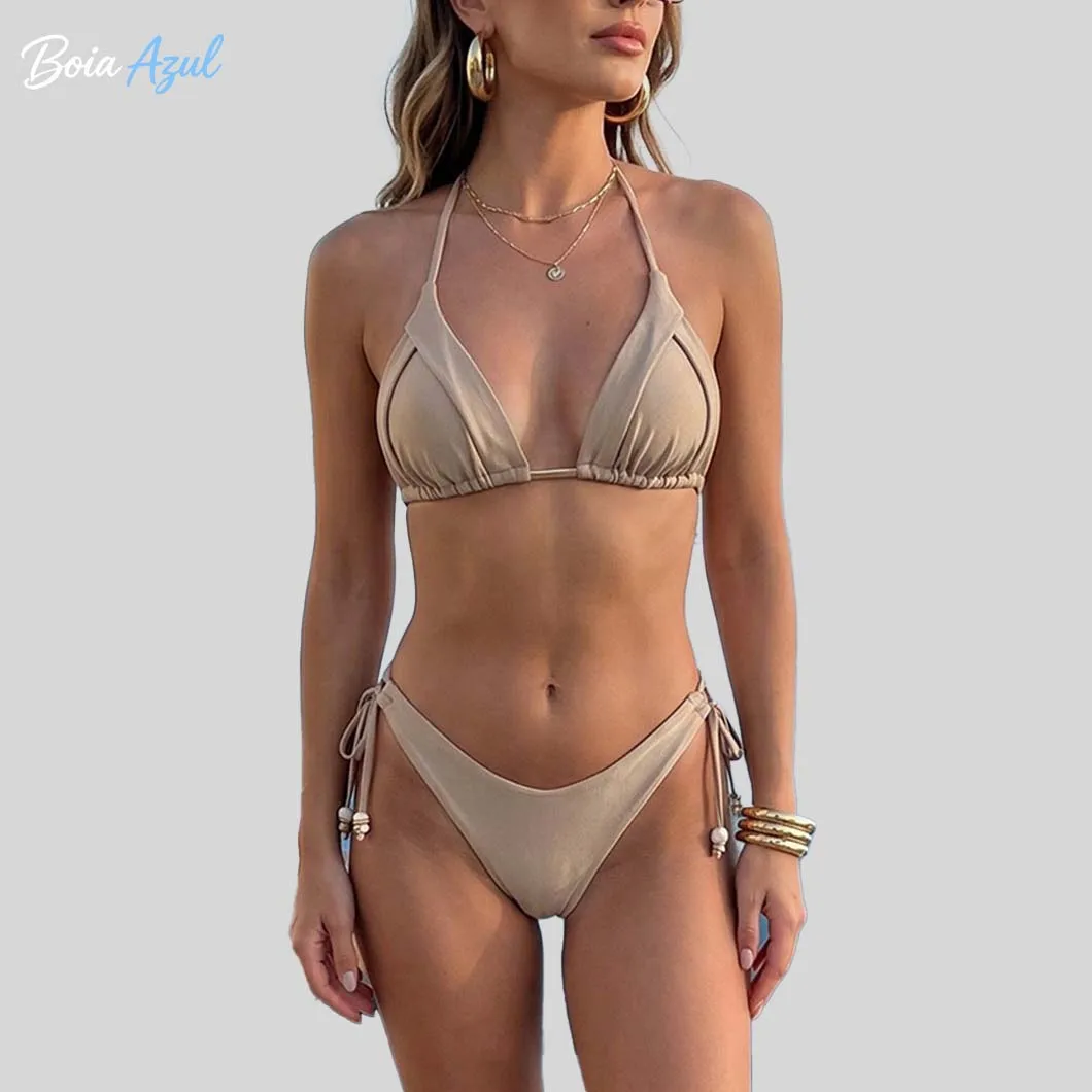 Multi-color selectable lace-up neck two-piece swimsuit triangle-cup backless bikini swimsuit beach vacation swimsuit
Multi-color selectable lace-up neck two-piece swimsuit triangle-cup backless bikini swimsuit beach vacation swimsuit