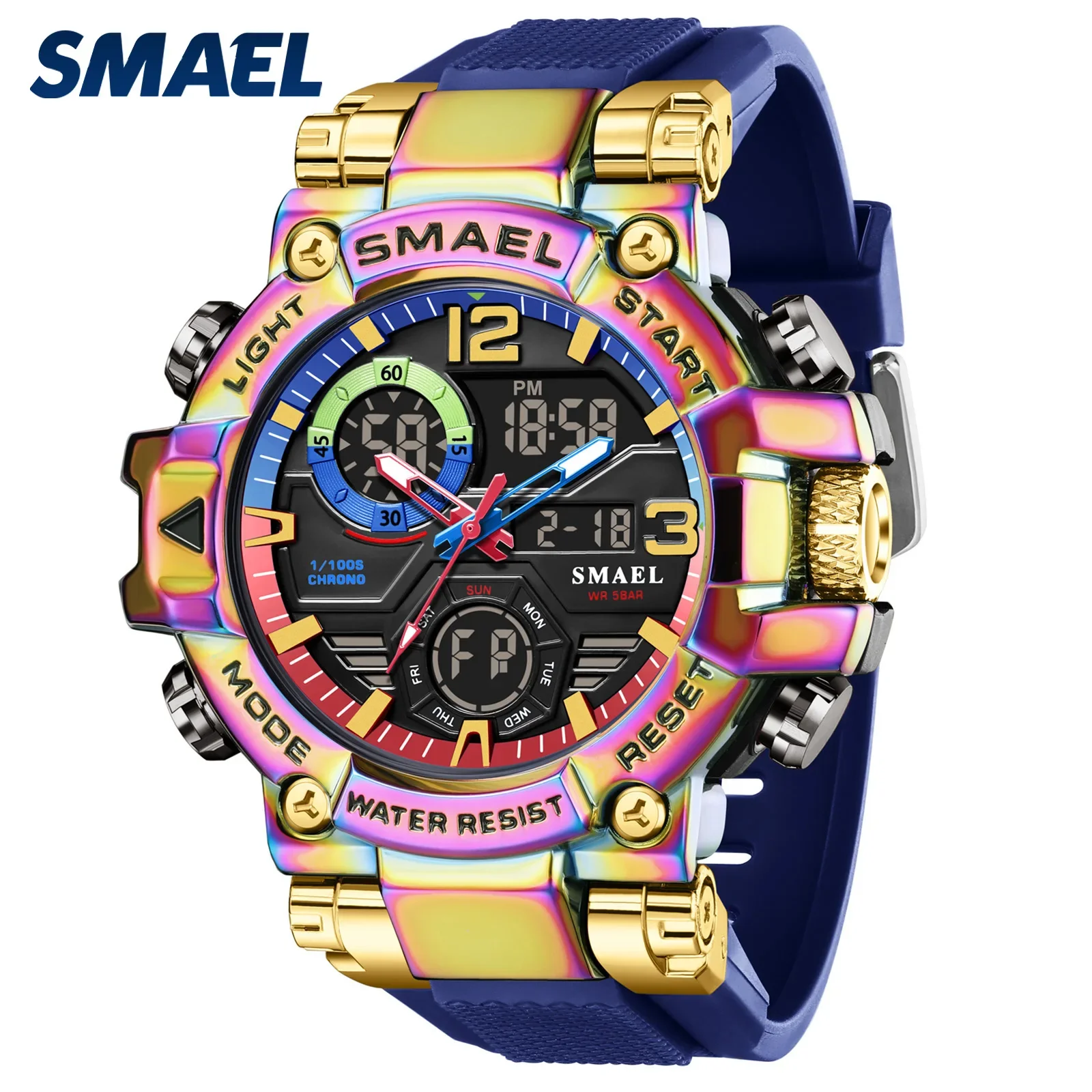 SMAEL 8110 Спортивные часы Мужские светодиодные часы Новые водонепроницаемые цифровые часы 50 м Противоударные спортивные мужские электрические часы
SMAEL 8110 Спортивные часы Мужские светодиодные часы Новые водонепроницаемые цифровые часы 50 м Противоударные спортивные мужские электрические часы