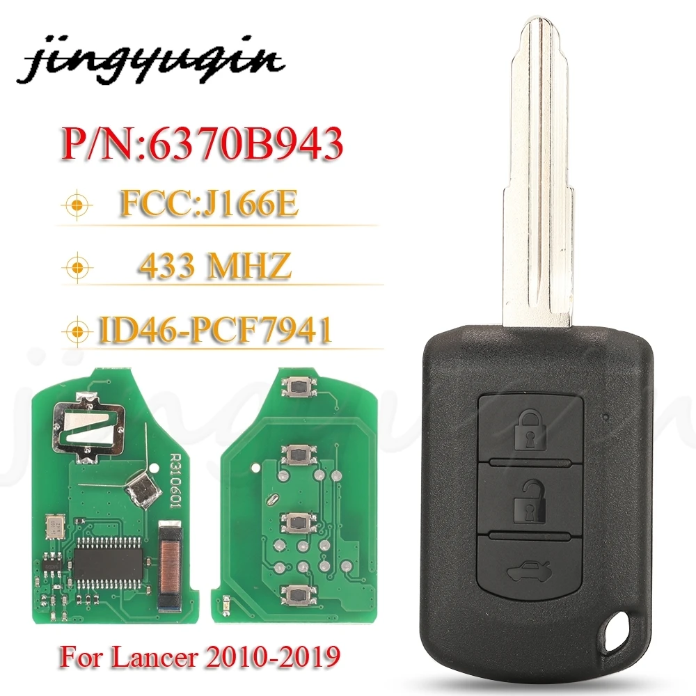 jingyuqin OUCJ166E 3Buttons Car Remote Key Fob P/N: 6370B943 433MHz ID46 For Mitsubishi Lancer 2016 - 2020 Car Accessories
jingyuqin OUCJ166E 3Buttons Car Remote Key Fob P/N: 6370B943 433MHz ID46 For Mitsubishi Lancer 2016 - 2020 Car Accessories