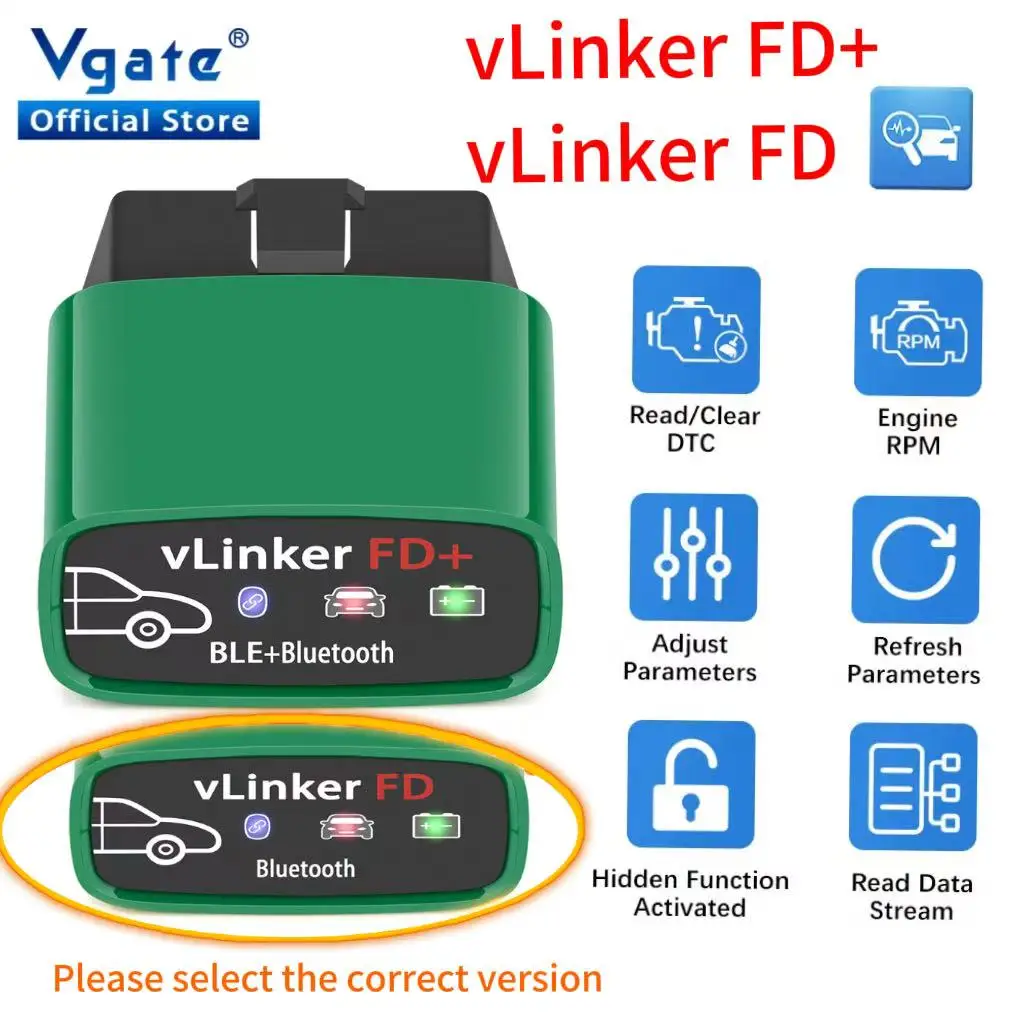 Vgate vLinker FD+ BT4.0/ FD BT3.0 V2.2 for Ford Forscan OBD2 Scanner Car Diagnostic Tools Auto Scanner J2534 PK V1.5 ELM 327
Vgate vLinker FD+ BT4.0/ FD BT3.0 V2.2 for Ford Forscan OBD2 Scanner Car Diagnostic Tools Auto Scanner J2534 PK V1.5 ELM 327