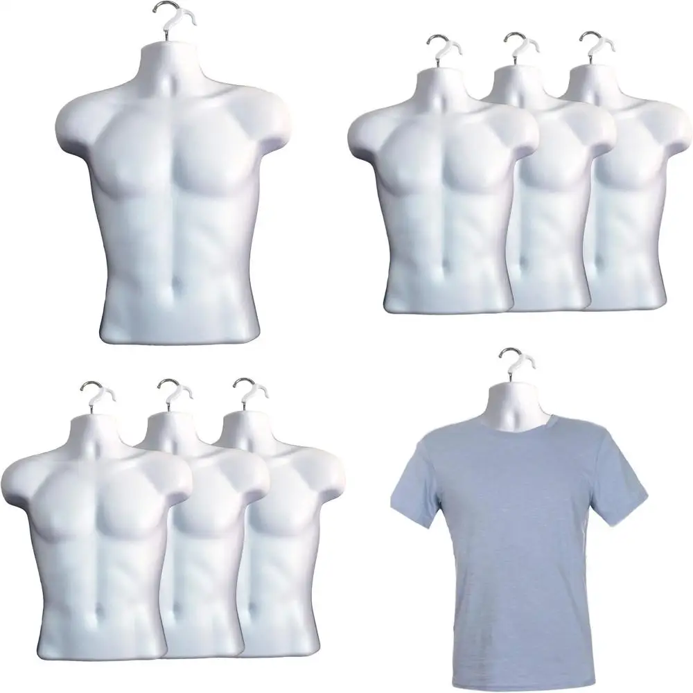 Stackable Male Mannequin Set, Hollow Back, White, S-M Size, with Hooks for T-Shirt Display and Countertop Use
Stackable Male Mannequin Set, Hollow Back, White, S-M Size, with Hooks for T-Shirt Display and Countertop Use