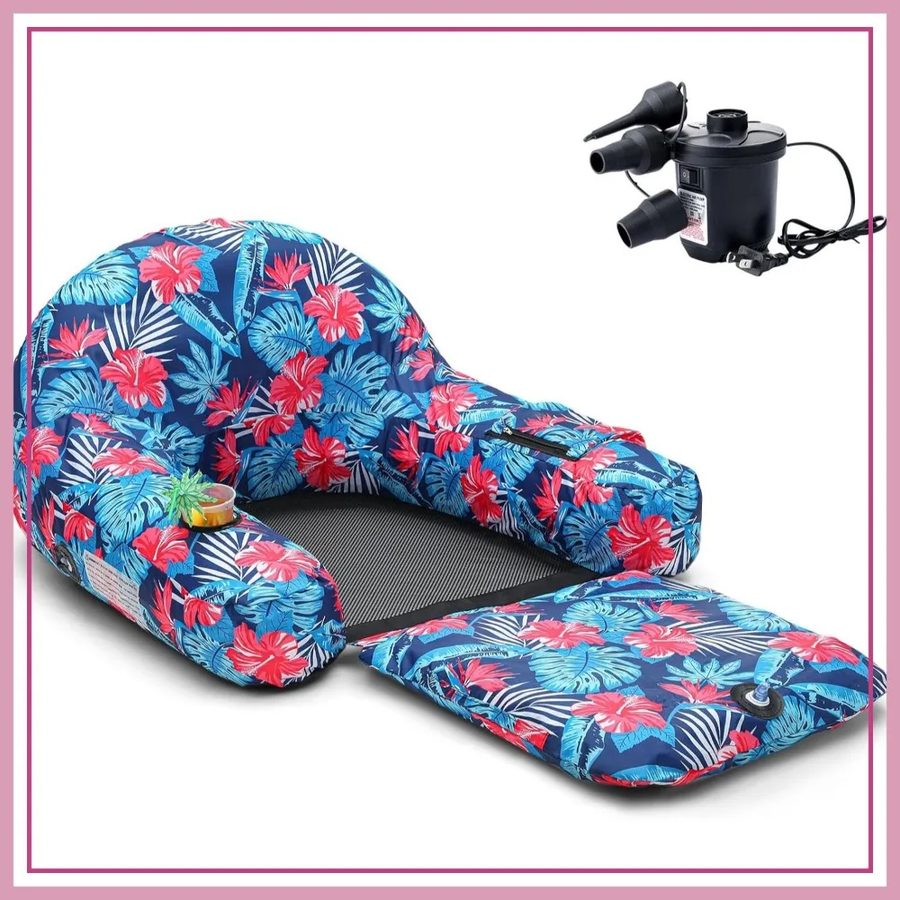 2 in 1 Convertible Pool Float Lounge for Adults with Electric Air Pump, Heavy Duty Inflatable Raft, Quick Dry Fabric Cover
2 in 1 Convertible Pool Float Lounge for Adults with Electric Air Pump, Heavy Duty Inflatable Raft, Quick Dry Fabric Cover