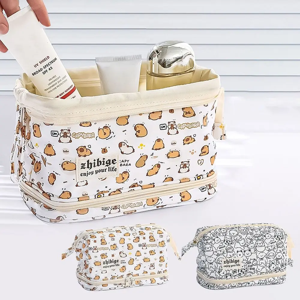 Double Layer Capybara Cosmetic Bag Portable Large Capacity Cute Puppy Pencil Bag Dry and Wet Separation Storage Bag
Double Layer Capybara Cosmetic Bag Portable Large Capacity Cute Puppy Pencil Bag Dry and Wet Separation Storage Bag