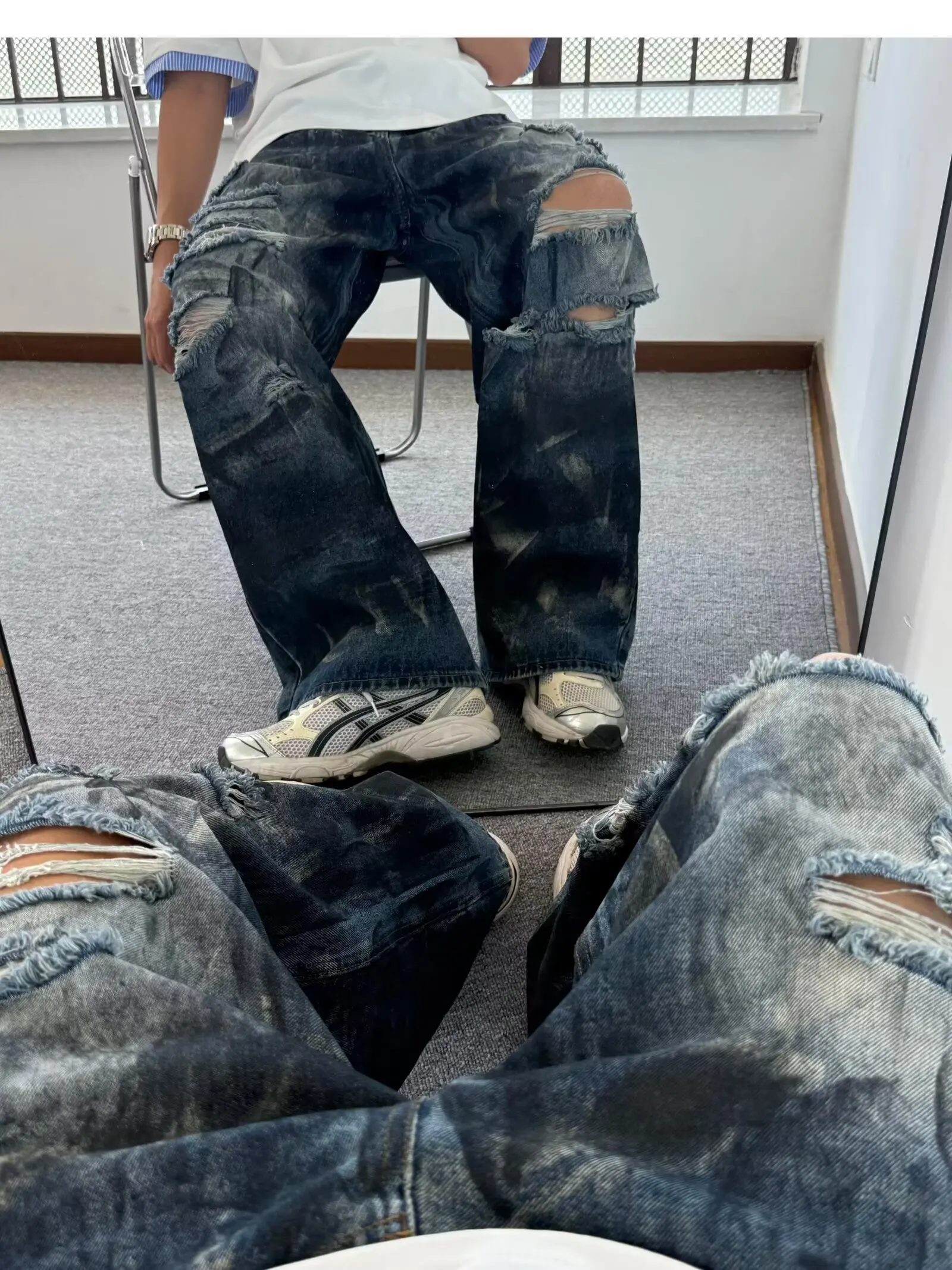 Рваные джинсы American Sle High Street Dir, мужские свободные прямые брюки, широкие брюки большого размера, длинные брюки Super MOB
Рваные джинсы American Sle High Street Dir, мужские свободные прямые брюки, широкие брюки большого размера, длинные брюки Super MOB