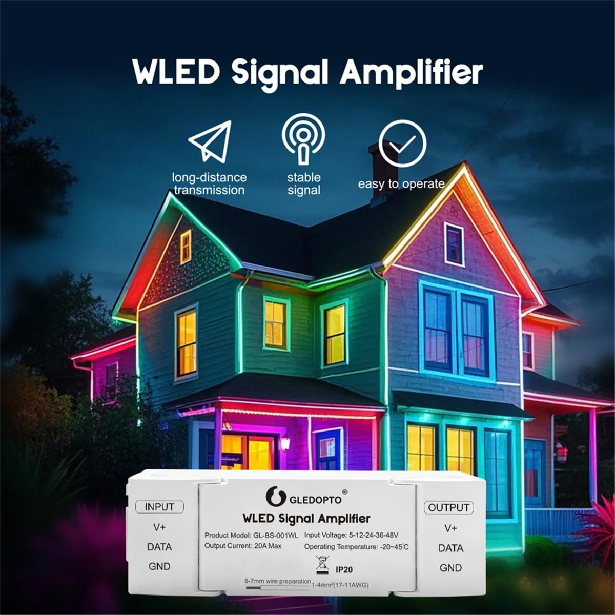 NEW GLEDOPTO WLED Signal Amplifier 10m Extension Flicker-Free LED Strip Enhancer for WS2811 WS2812 SK6812 Digital Controller
NEW GLEDOPTO WLED Signal Amplifier 10m Extension Flicker-Free LED Strip Enhancer for WS2811 WS2812 SK6812 Digital Controller