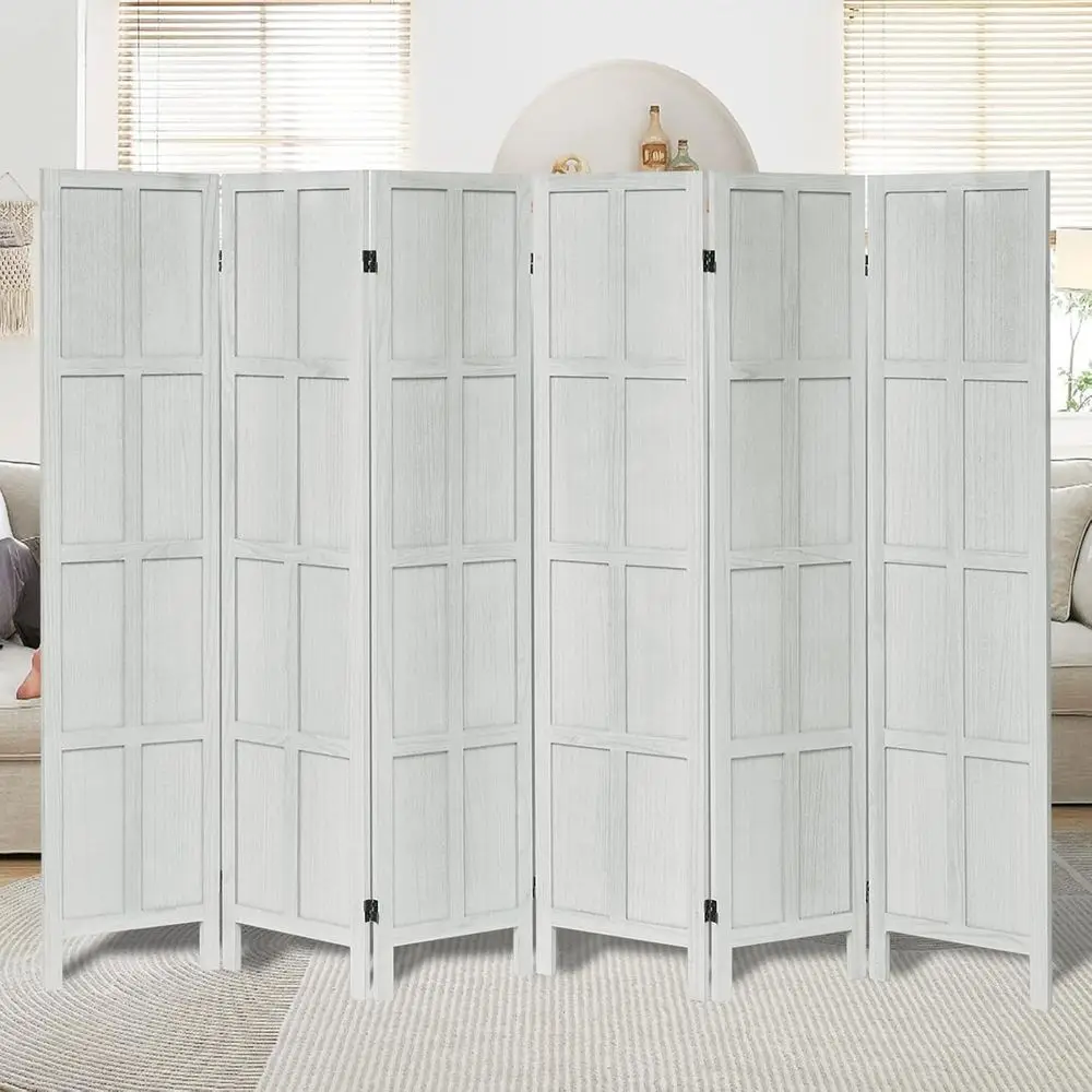6 Panel Wooden Room Divider for Privacy and Space Separation, White
6 Panel Wooden Room Divider for Privacy and Space Separation, White