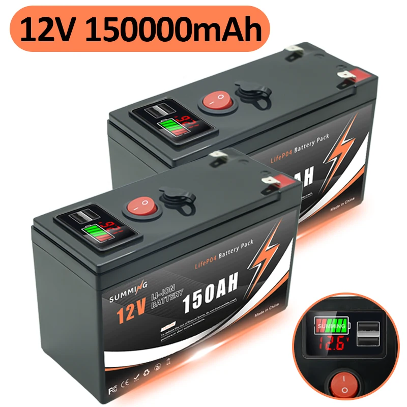 LiFePO4 Battery 12V 150Ah with Built-in BMS,5000+Cycles✨,Perfect for Solar Power Systems,RVs,Marine Vessels,Off-Road Trips
LiFePO4 Battery 12V 150Ah with Built-in BMS,5000+Cycles✨,Perfect for Solar Power Systems,RVs,Marine Vessels,Off-Road Trips