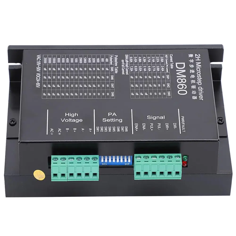Aluminium Alloy DM860 Step Motor Driver Stepper Control Drives PUL/DIR/CW/CCW Mode Electronic Component Support
Aluminium Alloy DM860 Step Motor Driver Stepper Control Drives PUL/DIR/CW/CCW Mode Electronic Component Support