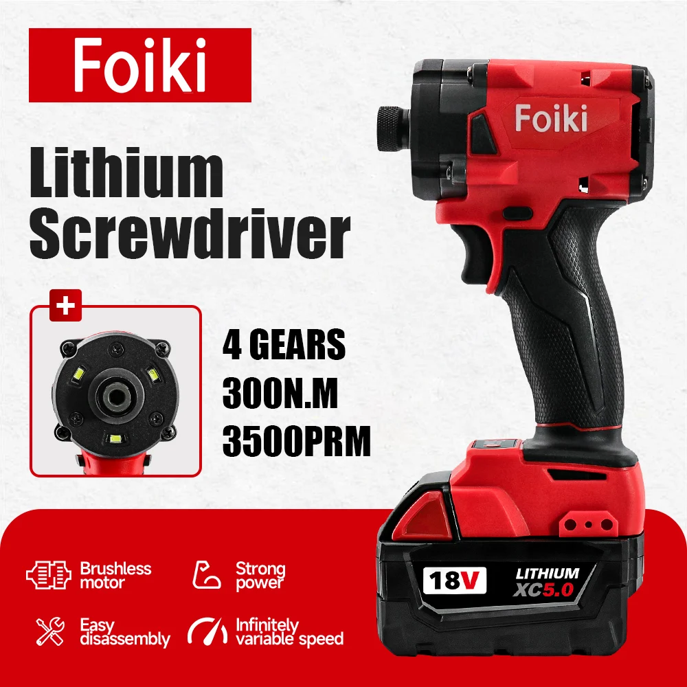 Foiki 18V brushless impactDrill screwdriver wireless impact high torque electric tool for repair electronic assembly woodworking
Foiki 18V brushless impactDrill screwdriver wireless impact high torque electric tool for repair electronic assembly woodworking