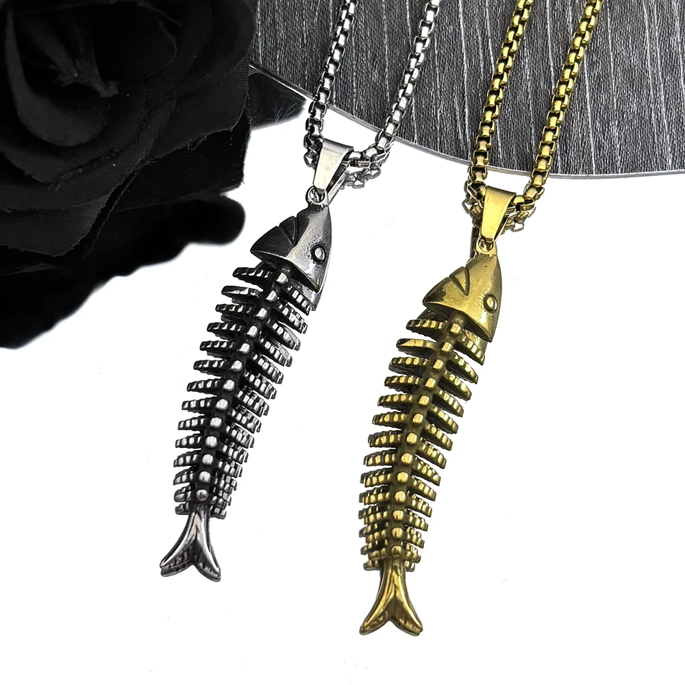 Vintage Fish Bone Skeleton Pendant Necklace for Women Men Stainless Steel Gold Silver Color Animal Hip Hop Chain Jewelry Gift
Vintage Fish Bone Skeleton Pendant Necklace for Women Men Stainless Steel Gold Silver Color Animal Hip Hop Chain Jewelry Gift