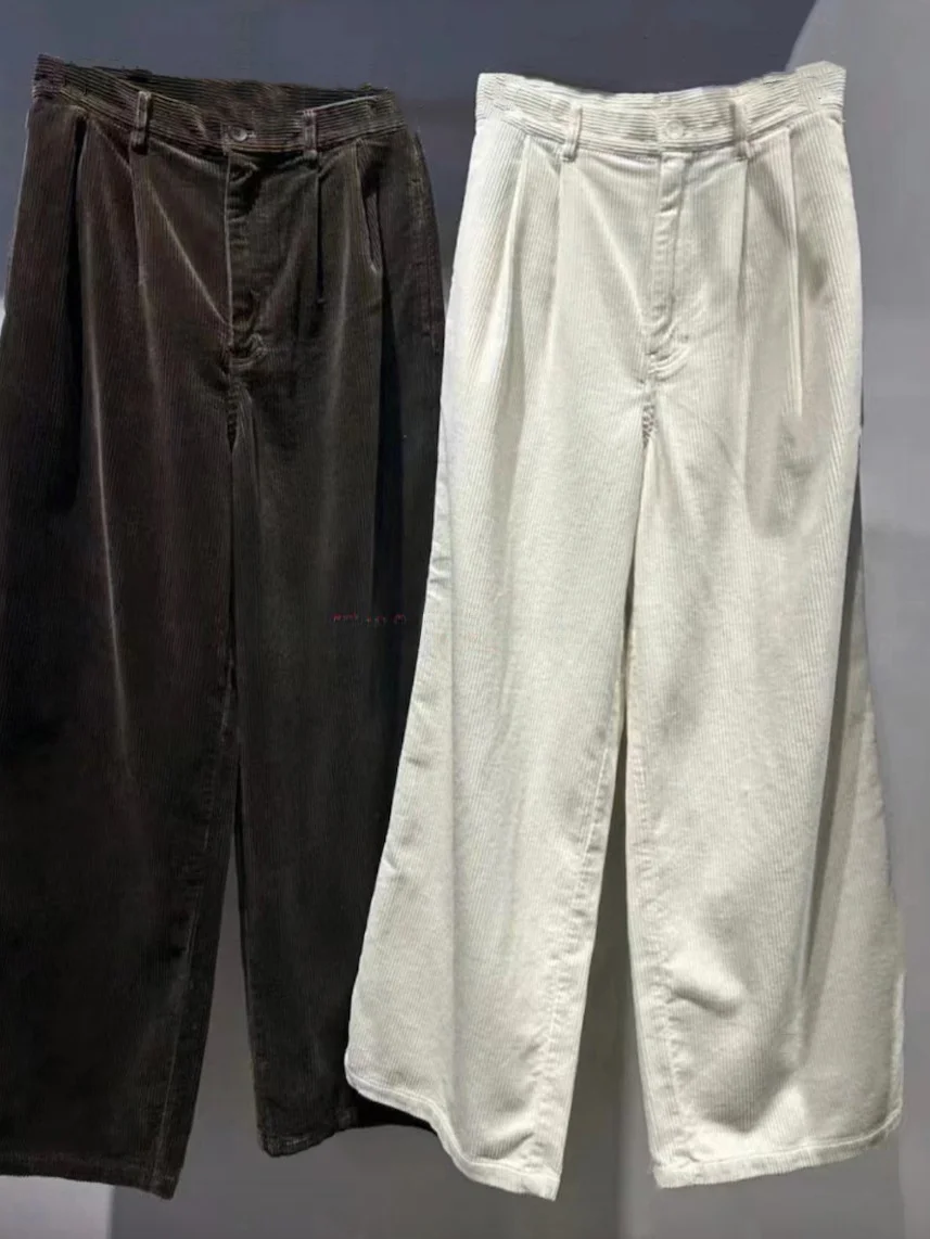 Elegant Versatile Loose Wide Leg Casual Pants Retro Corduroy High Waist Simple Style Long Trousers for Women Commute Style
Elegant Versatile Loose Wide Leg Casual Pants Retro Corduroy High Waist Simple Style Long Trousers for Women Commute Style