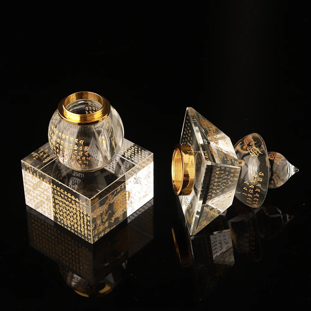 Relic bottle transparent body relic treasure coffin printed dharani tower crystal relic pagoda decoration
Relic bottle transparent body relic treasure coffin printed dharani tower crystal relic pagoda decoration