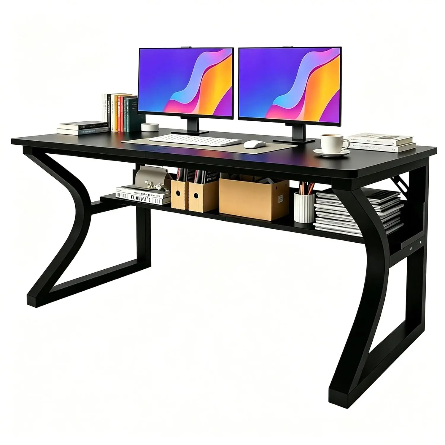 47x24 Inch Computer Desk Deeper Desktop w/Storage Shelves Metal Frame for Home Office Study Bedroom, Customized
47x24 Inch Computer Desk Deeper Desktop w/Storage Shelves Metal Frame for Home Office Study Bedroom, Customized