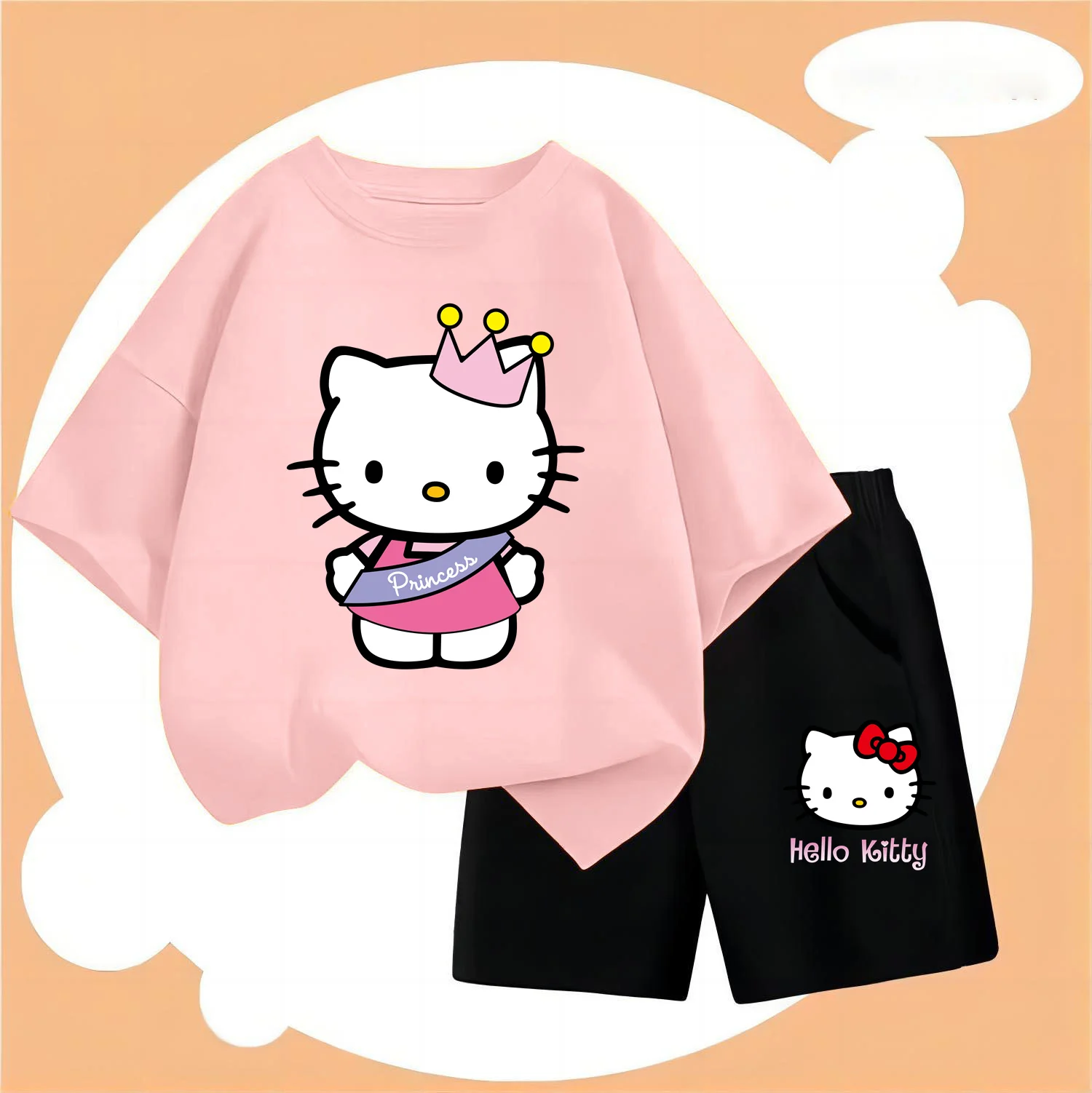Kawaii Hello Kitty Kids Tshirt Set Kuromi Girls T-shirts Short Sleeve Streetwear Pullover Baby Boy Clothes Sets Sanrio Tops
Kawaii Hello Kitty Kids Tshirt Set Kuromi Girls T-shirts Short Sleeve Streetwear Pullover Baby Boy Clothes Sets Sanrio Tops