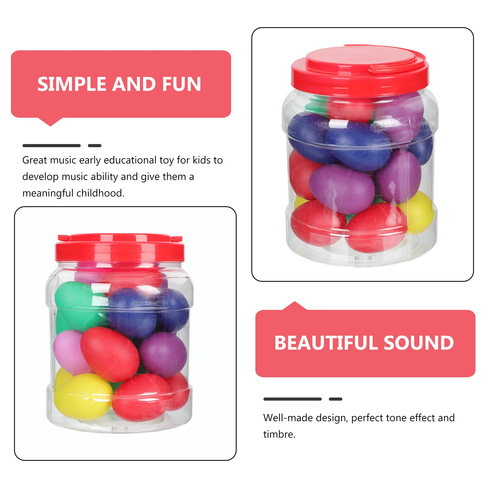 20Pcs Musical Instrument Egg Shakers Smooth Surface No Burr Early Education Plaything Portable Easy Operate
20Pcs Musical Instrument Egg Shakers Smooth Surface No Burr Early Education Plaything Portable Easy Operate