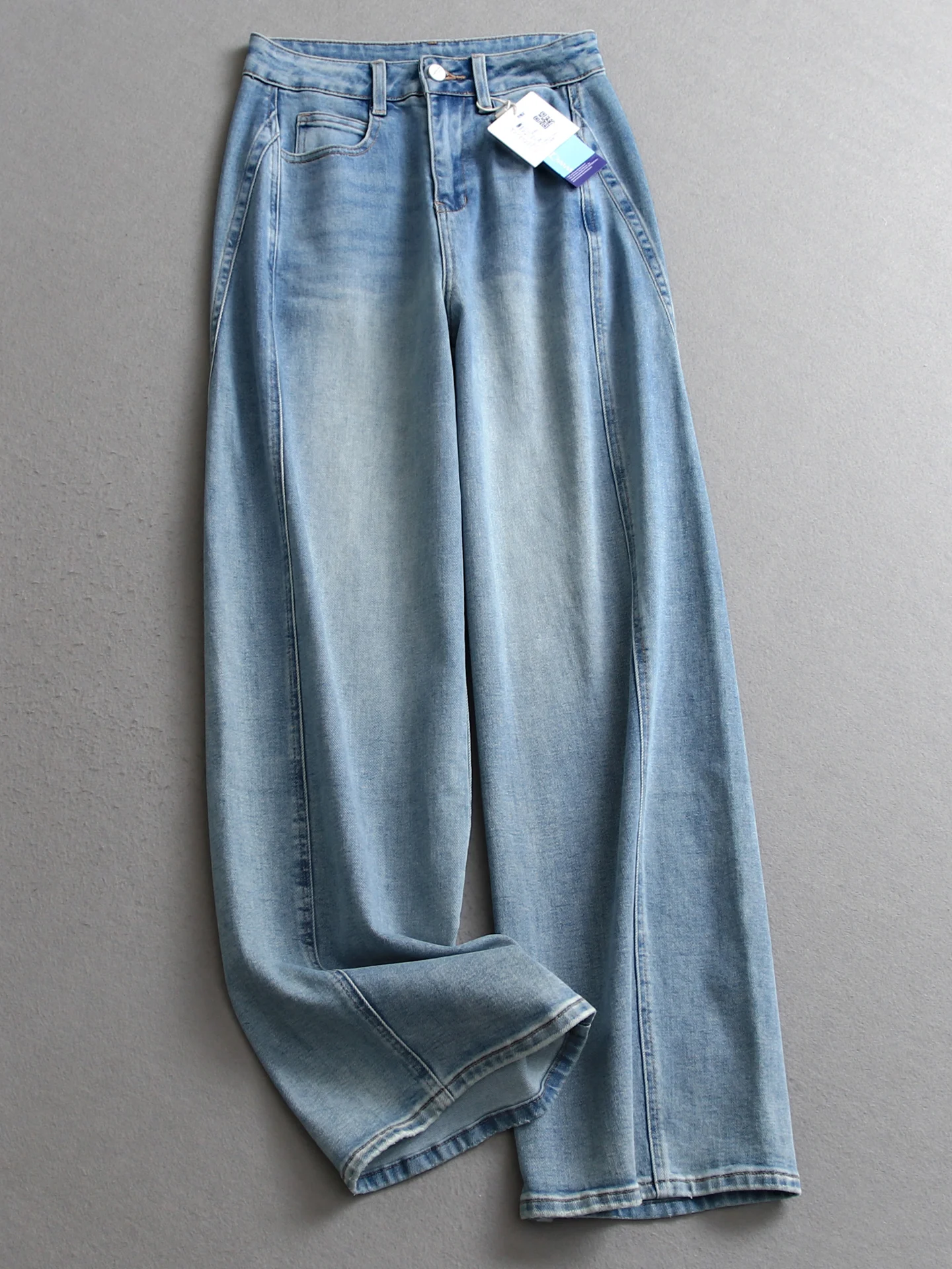 Retro High Waist Wide Leg Jeans Loose Fit Blue Washed Slimming Straight Cut Pants Versatile Women's Long Trousers V351
Retro High Waist Wide Leg Jeans Loose Fit Blue Washed Slimming Straight Cut Pants Versatile Women's Long Trousers V351