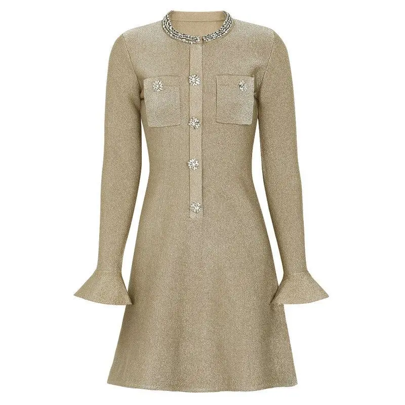 Elegant High Quality Knitted round Neck Slim Fit Diamond Embellished Dress Women's Fashion Spring Autumn New Style Citywalk
Elegant High Quality Knitted round Neck Slim Fit Diamond Embellished Dress Women's Fashion Spring Autumn New Style Citywalk