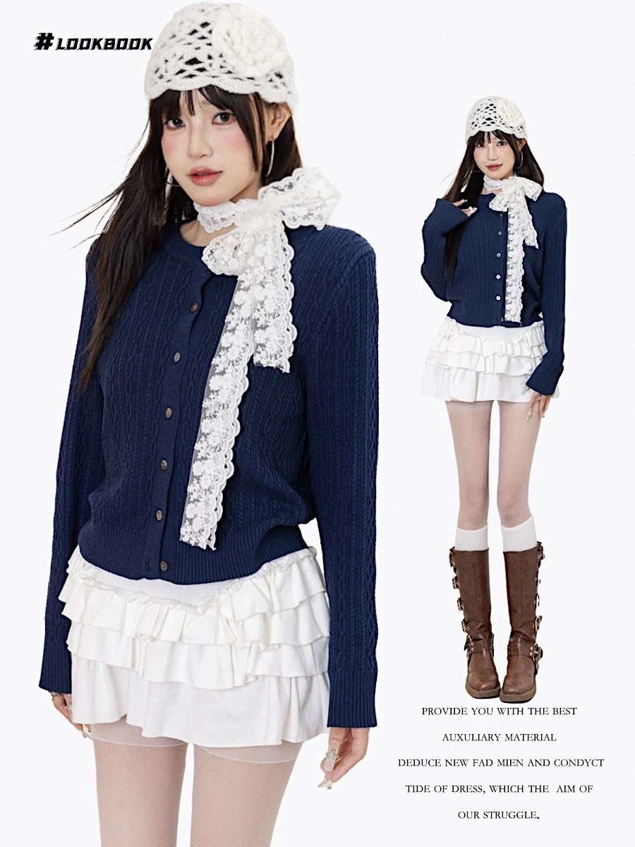 Retro Korean Sle Women's Loose Knitted Open Cardigan Slimming Top Sweet Sle Long Sve round Ne Button up Pure Color
Retro Korean Sle Women's Loose Knitted Open Cardigan Slimming Top Sweet Sle Long Sve round Ne Button up Pure Color