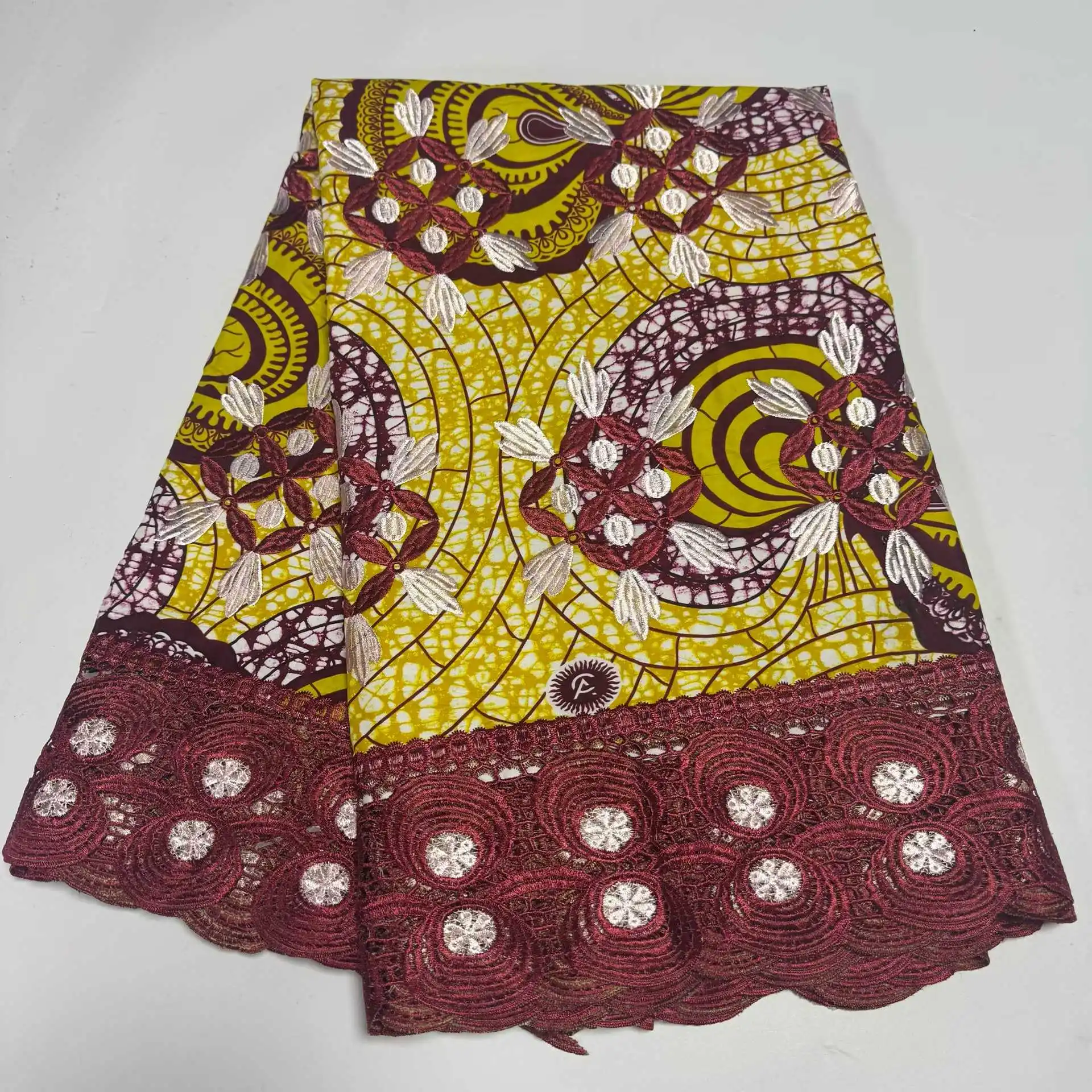 6 ярдов2026 последняя высококачественная популярная нежная вышитая хлопковая голландская восковая кружевная ткань для вечернего вечернего платья NN8615_V