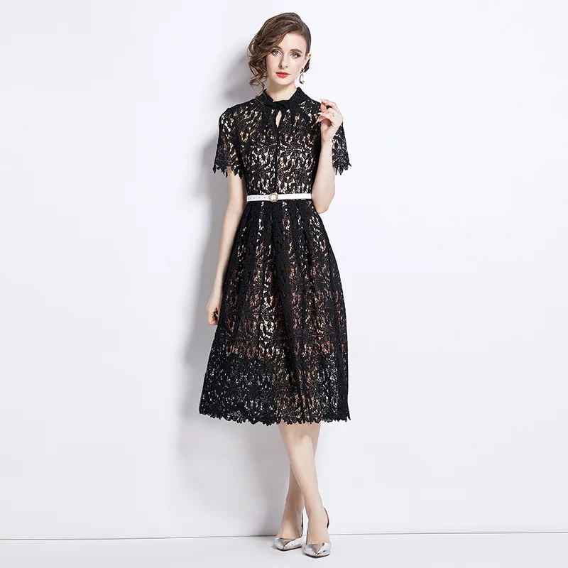 Summer New Women's Fashion Retro Lace Dress Slim Slim Temperament Short Sleeve Midi Skirt
Summer New Women's Fashion Retro Lace Dress Slim Slim Temperament Short Sleeve Midi Skirt