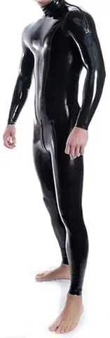 Latex Pure Rubber Gummi Fitness Catsuit Cosplay Men's Bodysuit Sport Suit Shoulder Zipper 0.4mm