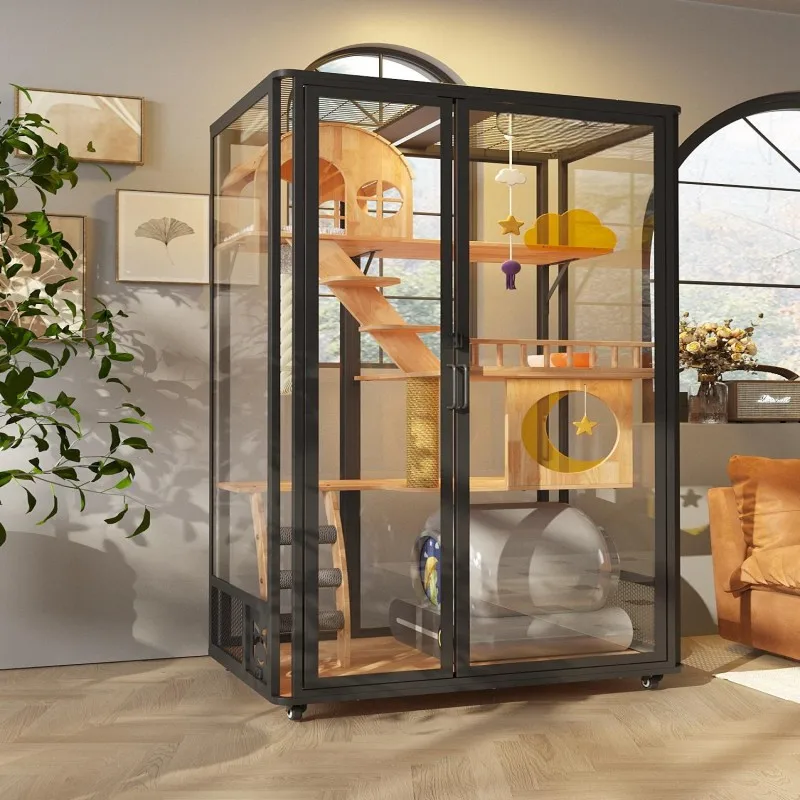 High Quality Luxury Modern Solid Multi-layer Cat Condo Pet Villa Light Steel Frame Wood Snap Button Closure for Multiple Cats
High Quality Luxury Modern Solid Multi-layer Cat Condo Pet Villa Light Steel Frame Wood Snap Button Closure for Multiple Cats