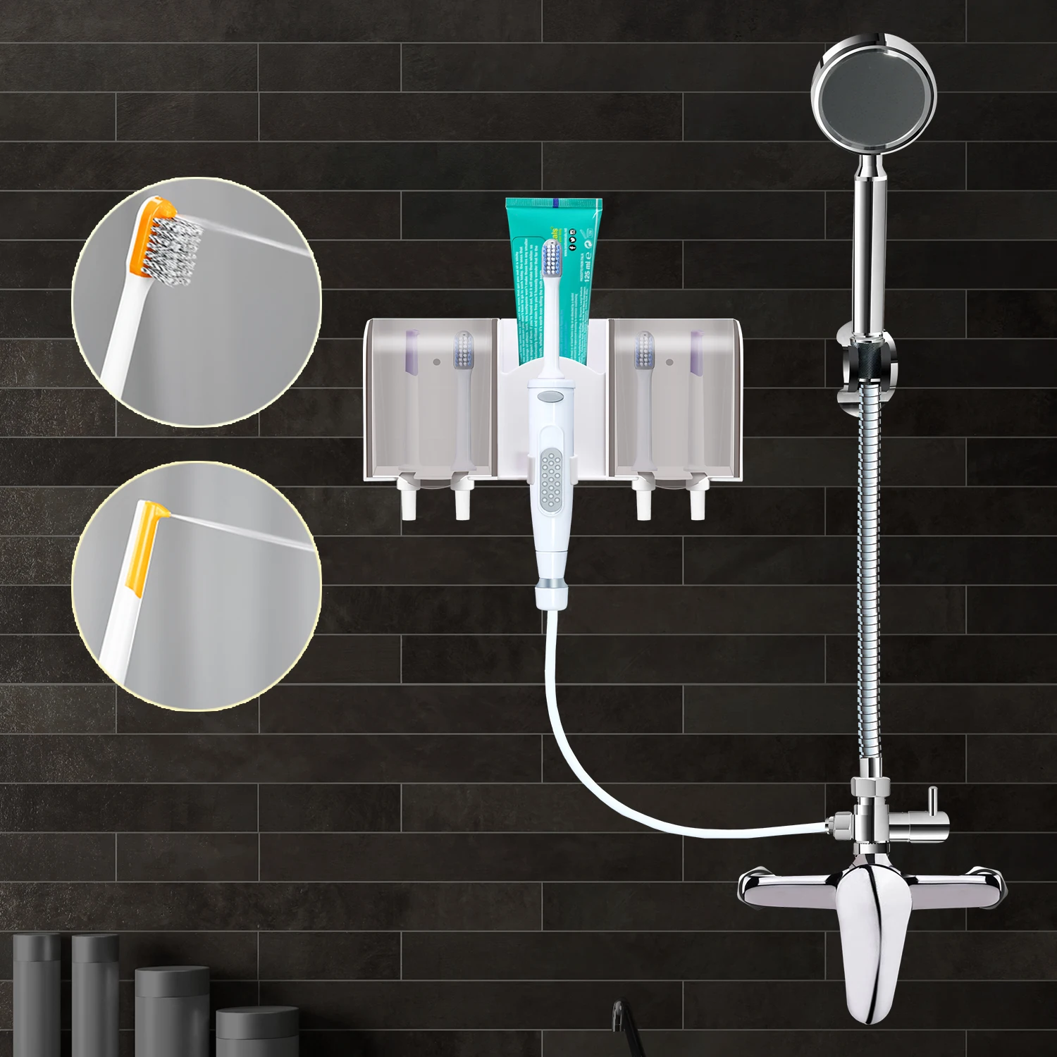 Home Use Water Flosser Shower Head Professional Dental Cleaner Hot Water Dedicated Oral Care Kit for Multi-Users with 3 Brush He
Home Use Water Flosser Shower Head Professional Dental Cleaner Hot Water Dedicated Oral Care Kit for Multi-Users with 3 Brush He