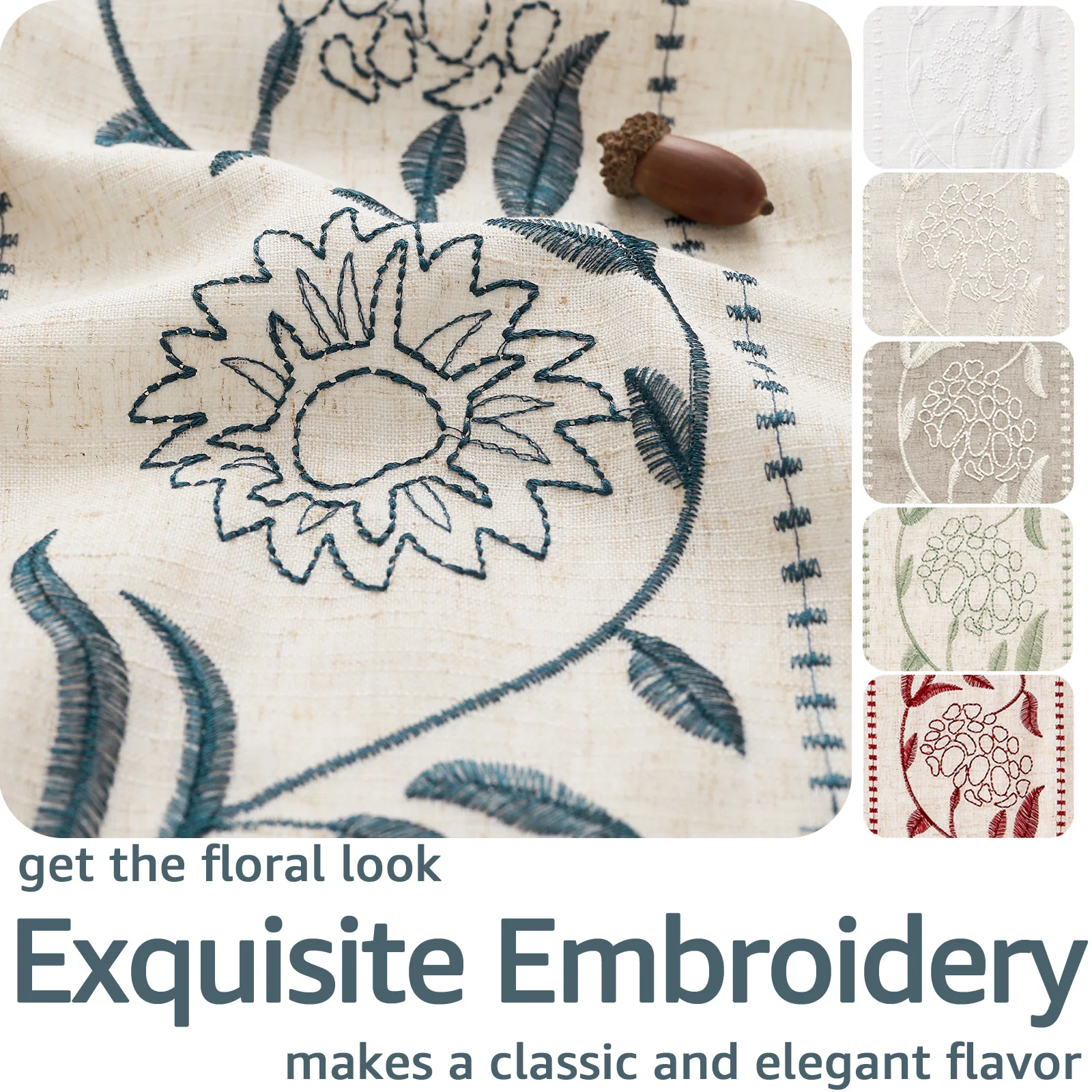 Linen Embroidered Floral Curtains Farmhouse Style Light Filtering Drapes for Bedroom Living Room
Linen Embroidered Floral Curtains Farmhouse Style Light Filtering Drapes for Bedroom Living Room
