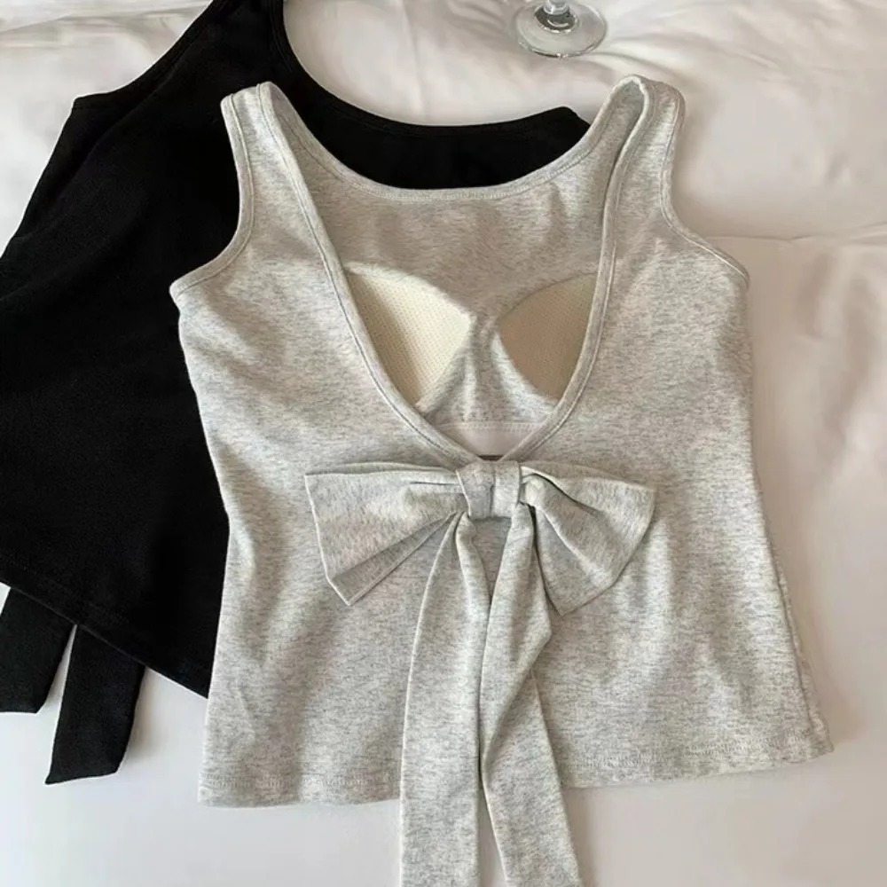 Sweet Backless Sleeveless Crop Top Bowknot Solid Color Korean Bow Tank Top Slim Fit Streetwear Camisole With Pads Lady Girls
Sweet Backless Sleeveless Crop Top Bowknot Solid Color Korean Bow Tank Top Slim Fit Streetwear Camisole With Pads Lady Girls