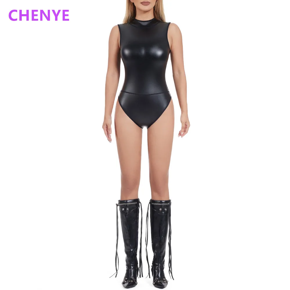 Women Sexy Lingerie Back Zipper High Neck Vest Shapewear Faux Leather Bodysuit Stage Performance One Pieces Body Shaper Jumpsuit
Women Sexy Lingerie Back Zipper High Neck Vest Shapewear Faux Leather Bodysuit Stage Performance One Pieces Body Shaper Jumpsuit