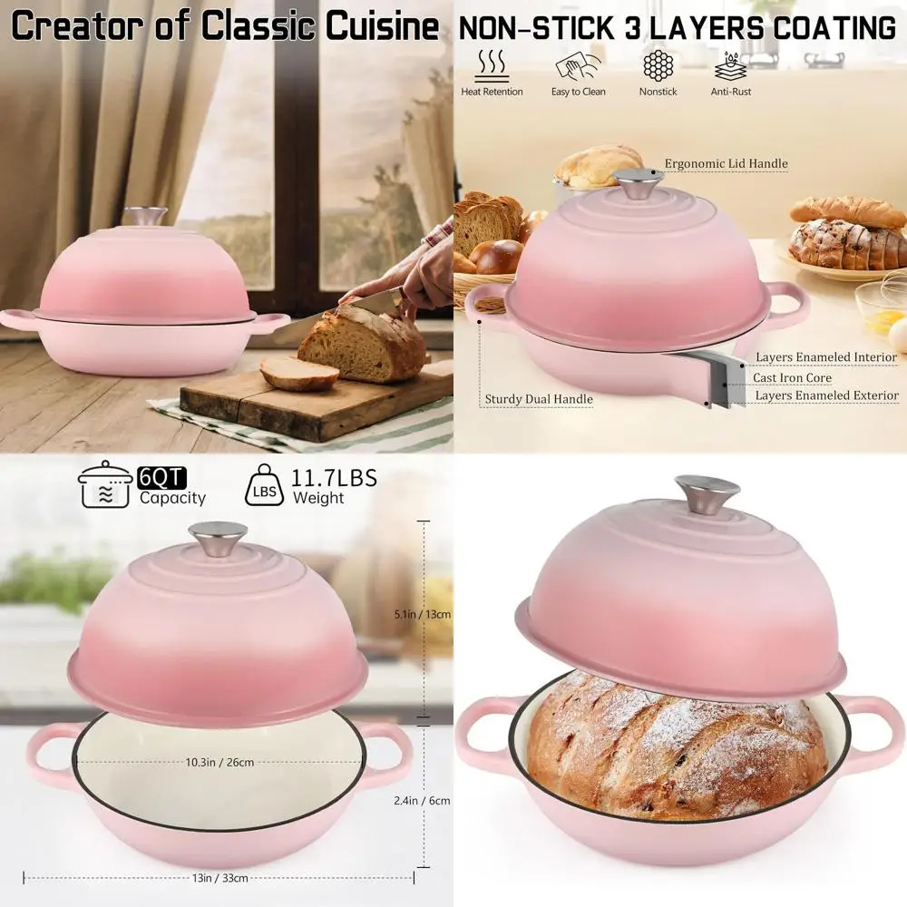 Enameled Cast Iron Bread Oven, Dutch Oven Pot with Lid, 10" Bread Dutch Oven for Sourdough Bread Baking, 6 Quarts Bread Pan with
Enameled Cast Iron Bread Oven, Dutch Oven Pot with Lid, 10" Bread Dutch Oven for Sourdough Bread Baking, 6 Quarts Bread Pan with