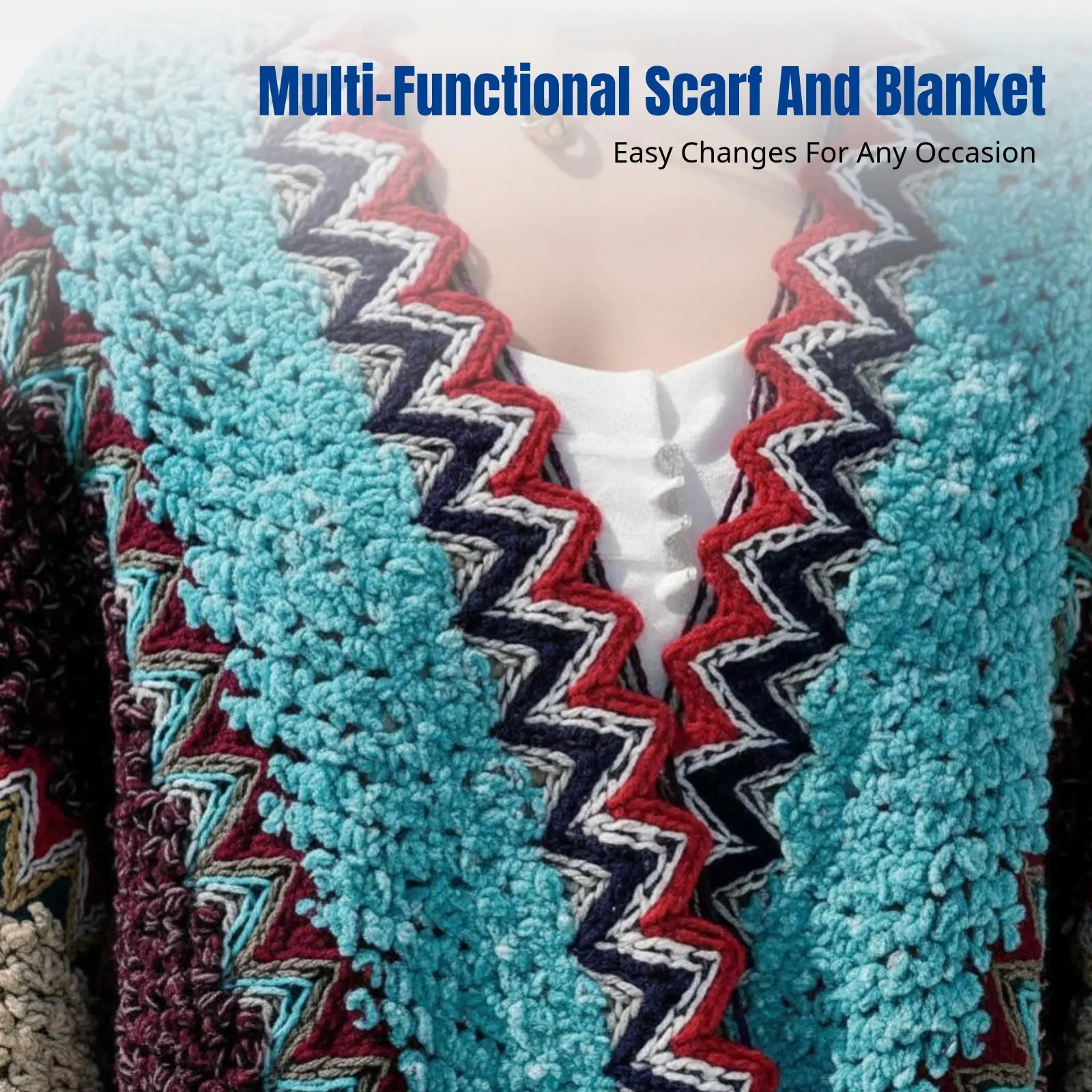 Bohemian Multicolor Shawl, Women's Ethnic Pattern Scarf, Autumn Winter Cape Blanket, Two-Way Wrap, Warm Outerwear
Bohemian Multicolor Shawl, Women's Ethnic Pattern Scarf, Autumn Winter Cape Blanket, Two-Way Wrap, Warm Outerwear
