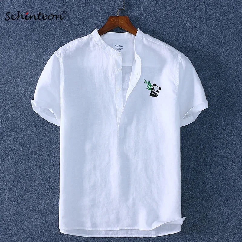 Schinteon Brand New 100% Pure Linen Shirt Summer Casual Men Breathable Stand Collar Short Sleeved Comfortable Pullover Shirt
Schinteon Brand New 100% Pure Linen Shirt Summer Casual Men Breathable Stand Collar Short Sleeved Comfortable Pullover Shirt