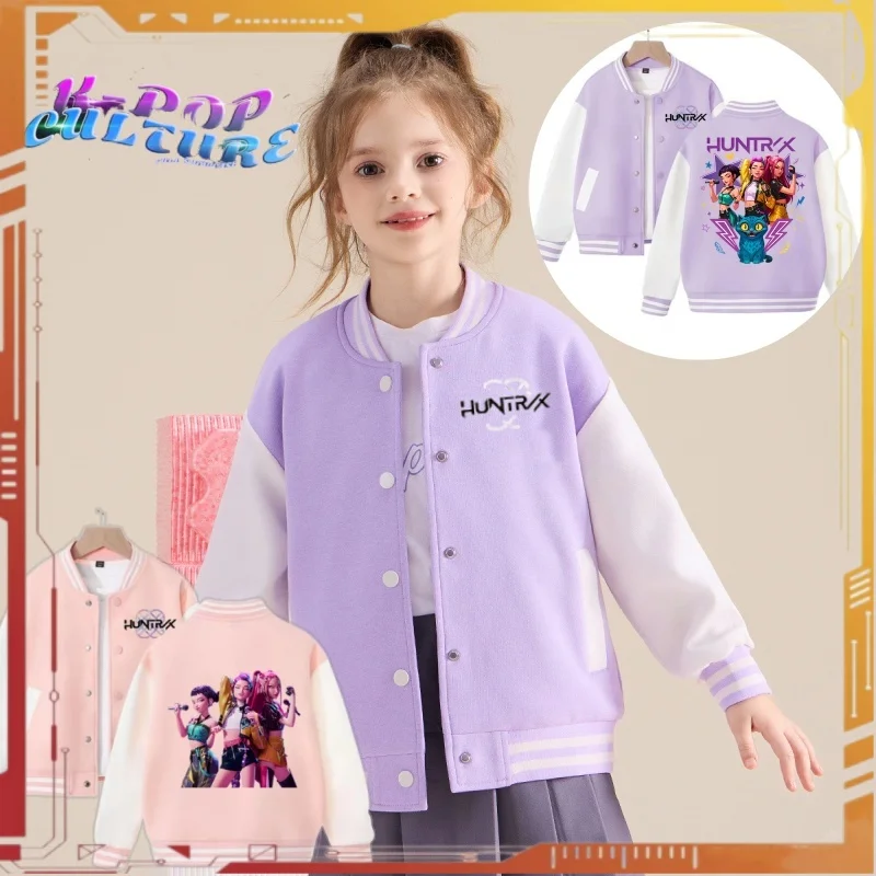 Kpop Demon Hunter Girls Baseball Jacket Rumi Mira Zoey Pink Purple Kids Spring Autumn Children Long Sleeves Clothes Gift
Kpop Demon Hunter Girls Baseball Jacket Rumi Mira Zoey Pink Purple Kids Spring Autumn Children Long Sleeves Clothes Gift